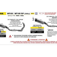 KIT COMPLETO OMOLOGATO COLLETTORI INOX + SILENZIATORE INDY-RACE EVO ALLUMINIO DARK PER YAMAHA MT-09 E MT09SP '24/25