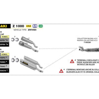 MARMITTE PRO-RACE INOX DARK KAWASAKI Z1000 '17 DX+SX PER COLLETTORI ORIGINALIED ARROW OMOLOGATE
