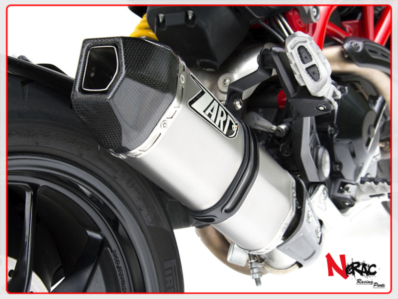 Terminale Di Scarico PENTA-R Inox Con Fondello e Paracalore In Carbonio Nero Di Serie-Fodero Acciaio Inox-Finitura Satinato - Zard NON OMOLOGATO DUCATI HYPERMOTARD 821 SP 13-15 2013-2015