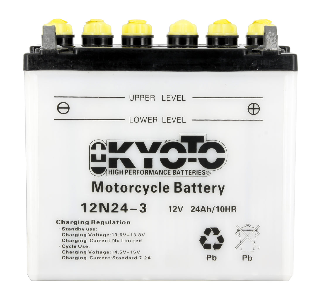 Kyoto 12N24-3 Motorradbatterie mit Säure