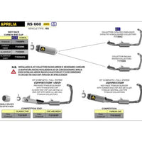 APPROVED INDY RACE ALUMINUM MUFFLER APRILIA RS 660 '20 WITH CARBY END CAP FOR ARROW COLLECTORS