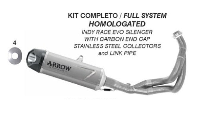 Indy Race EVO Titanium Complete Kit with Carbon End Cap for Kawasaki Z 650 - ARROW