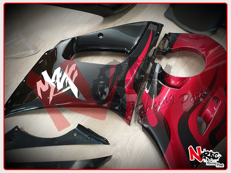 Kit Carena ABS - Yamaha YZF R6 1998/2002 - Grafica Black/Red Flame