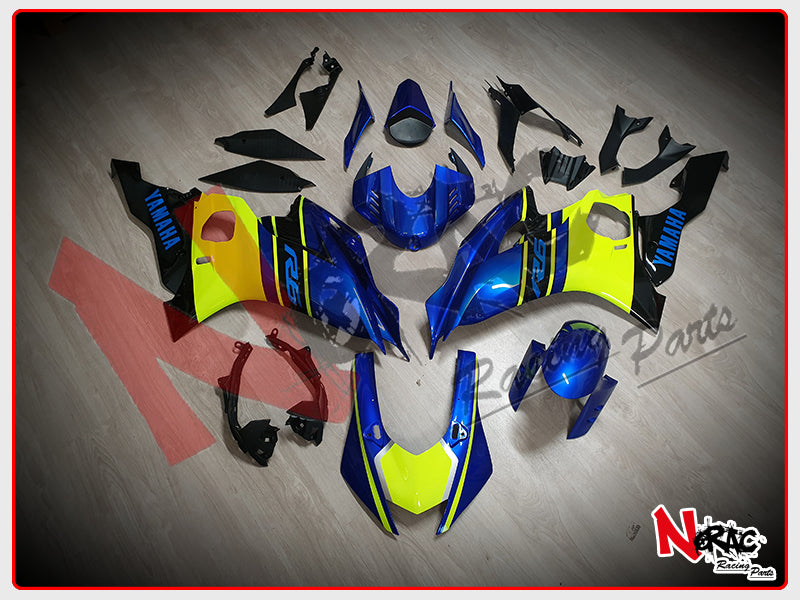 Kit Carena ABS - Yamaha YZF R6 2017/2024 - Grafica Blu/Giallo Fluo