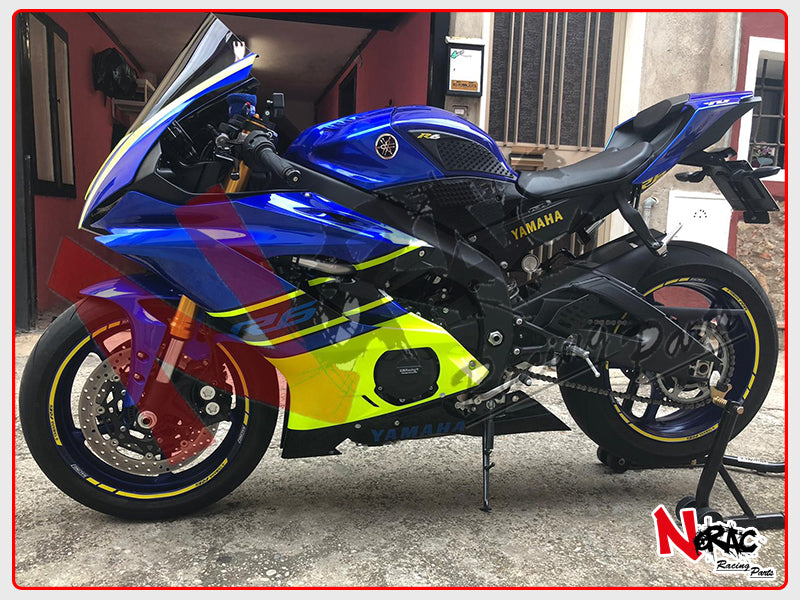 Kit Carena ABS - Yamaha YZF R6 2017/2024 - Grafica Blu/Giallo Fluo