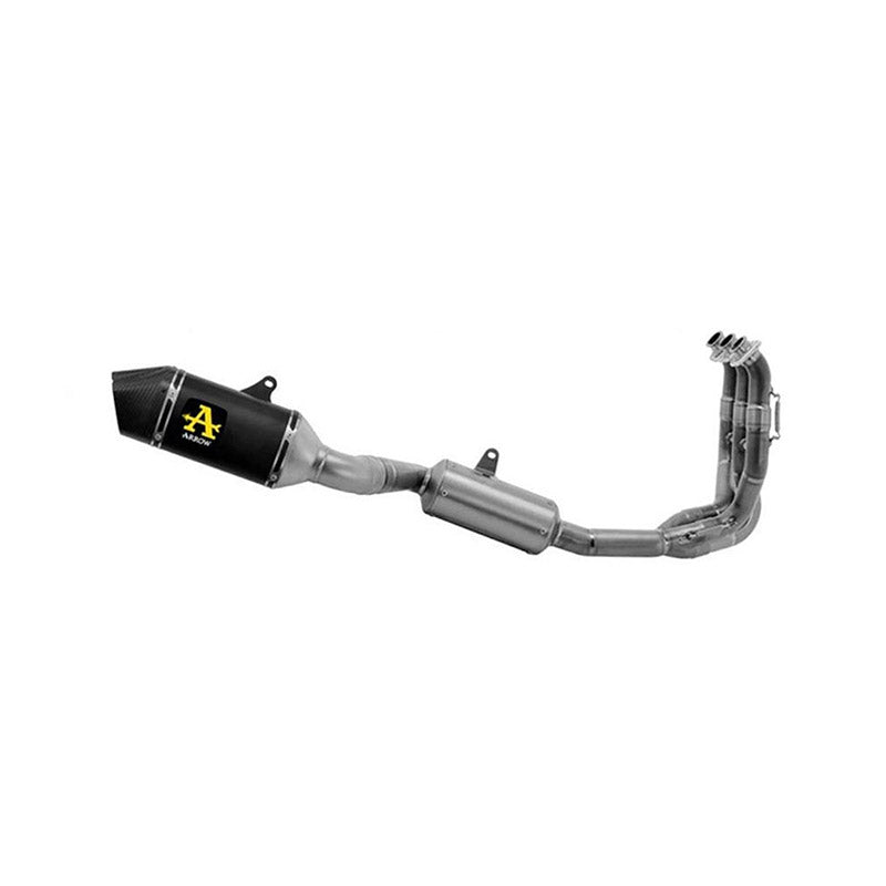 COMPLETE CATALYTIC KIT APPROVED STAINLESS STEEL COLLECTORS + VELOCE DARK ALUMINUM MUFFLER TRIUMPH DAYTONA 660 '24 WITH CARBY FOUNDATION