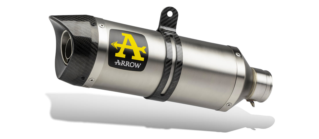 Terminali di scarico Thunder alluminio Dark" (Dx+Sx) con fondello carby" Aprilia DORSODURO 750 dal 2007-2009 - ARROW
