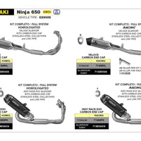 COMPLETE APPROVED KIT STAINLESS STEEL COLLECTORS + TITANIUM MUFFLER CARBY FOUNDATION KAWASAKI NINJA 650/Z650 '23/24 E5+