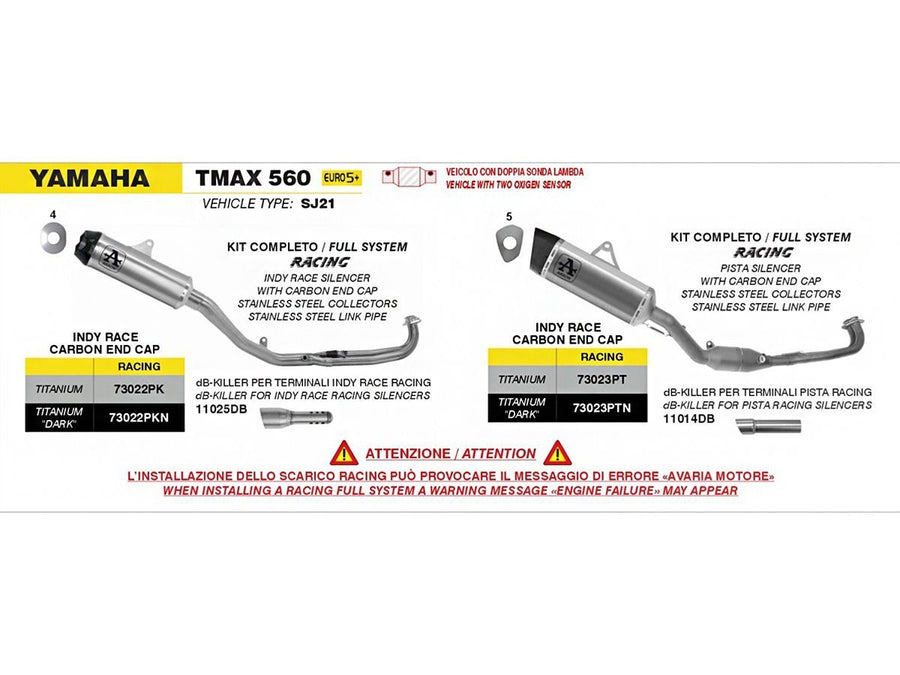 RACING KIT COLLECTOR + TITANIUM TRACK SILENCER FOR YAMAHA T-MAX 560 '25