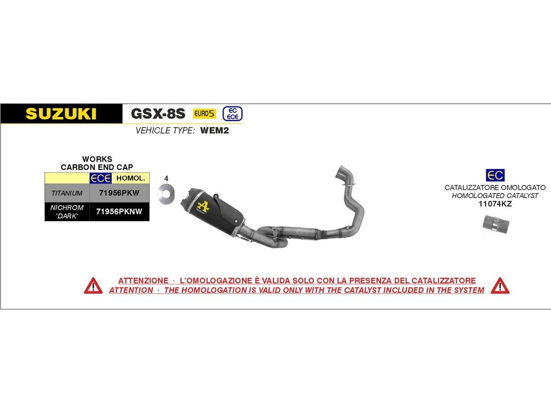 WORKS DARK NICHROM COLLECTOR + SILENCER KIT WITH CARBON END CAP SUZUKI GSX-8S '23