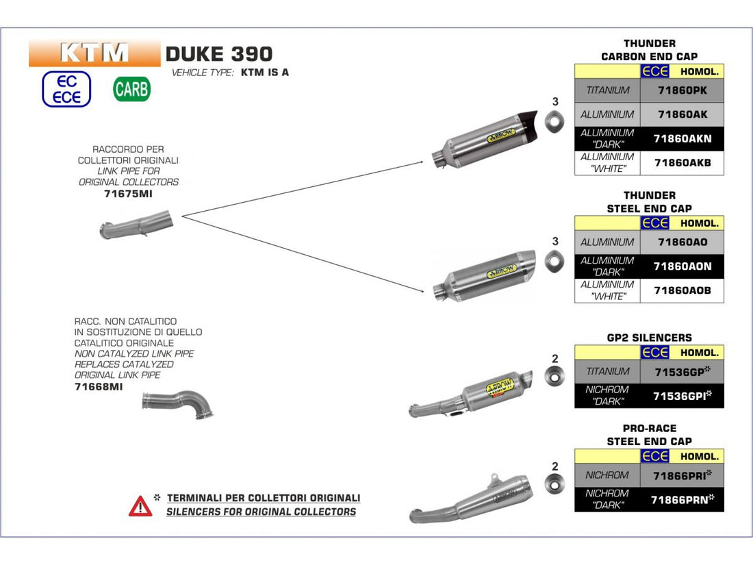 GP2 NICHROM DARK MUFFLER + STAINLESS STEEL CONNECTOR KTM DUKE 125 '17 FOR ORIGINAL COLLECTOR APPROVED