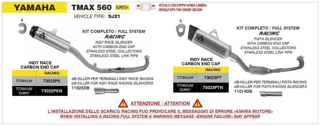"DARK" TITANIUM RACING COLLECTOR + TRACK SILENCER KIT FOR YAMAHA T-MAX 560 '25