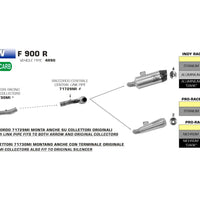 APPROVED PRO-RACE NICHROM MUFFLER BMW F 900R/XR '20 FOR ARROW CONNECTOR AND ORIGINAL OR ARROW COLLECTORS