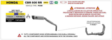 STAINLESS STEEL CONNECTOR KIT + APPROVED INDY RACE DARK ALUMINUM SILENCER HONDA CBR 600RR 2024 WITH CARBY BASE