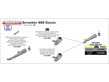 APPROVED PRO-RACE NICHROM MUFFLER DUCATI SCRAMBLER CLASSIC '17 FOR ARROW CONNECTOR AND ORIGINAL COLLECTORS