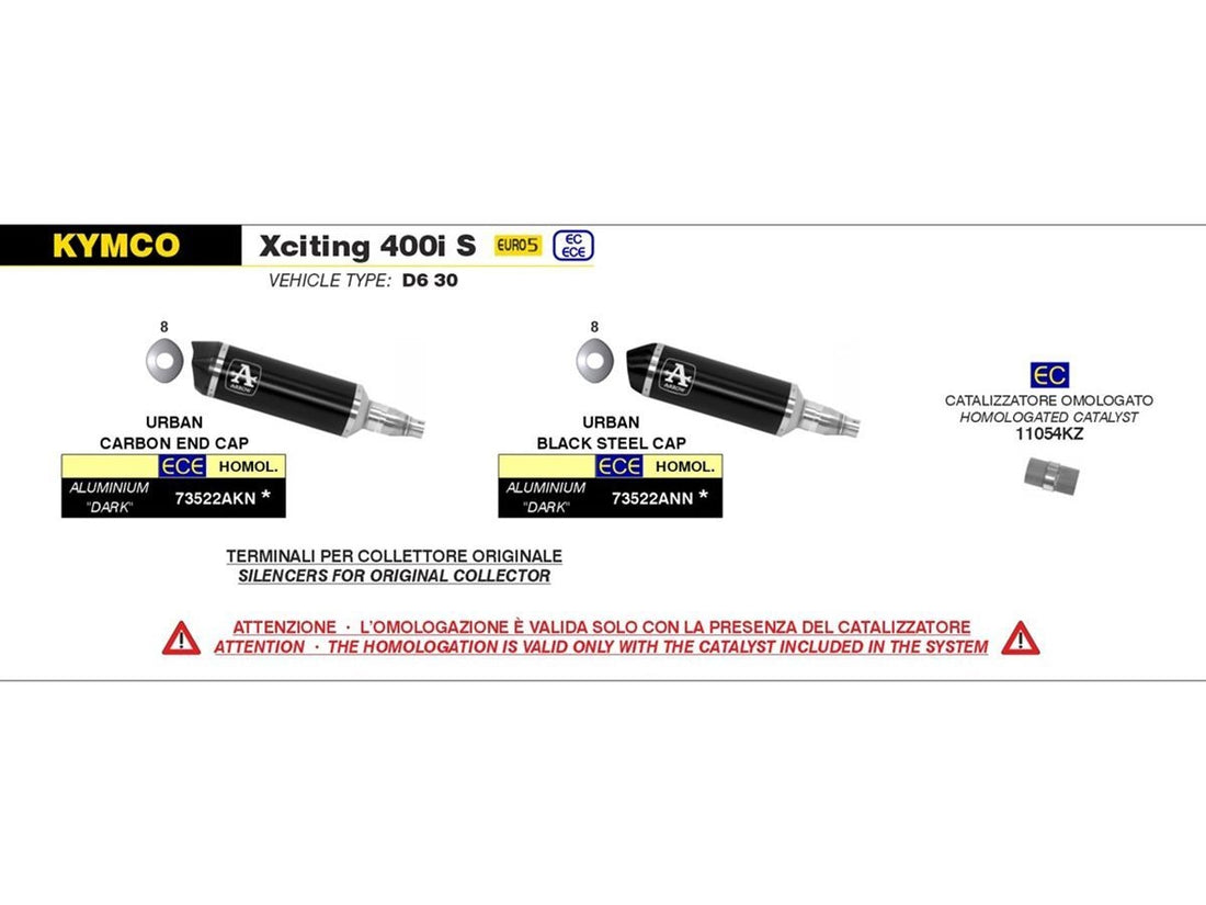 URBAN DARK ALUMINUM CONNECTOR + TERMINAL KIT WITH CARBON END CAP KYMCO XCITING 400S '21